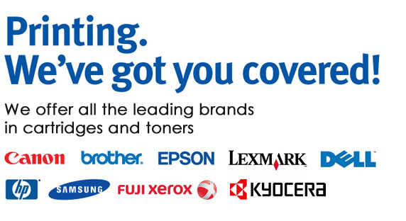 Canon, Brother, Epson, HP, Lexmark, Dell, Samsung, Xerox, Kyocera